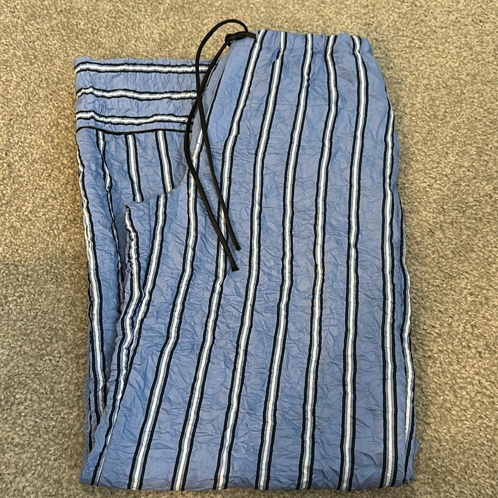 Zara Wrinkle Satin Striped Pant